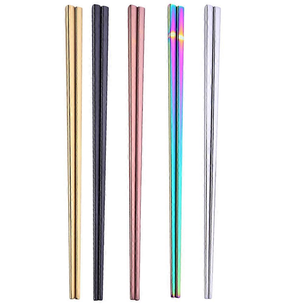 Square Chopsticks Stainless Steel Chopsticks for Kitchen 10Pairs Assorted Colors