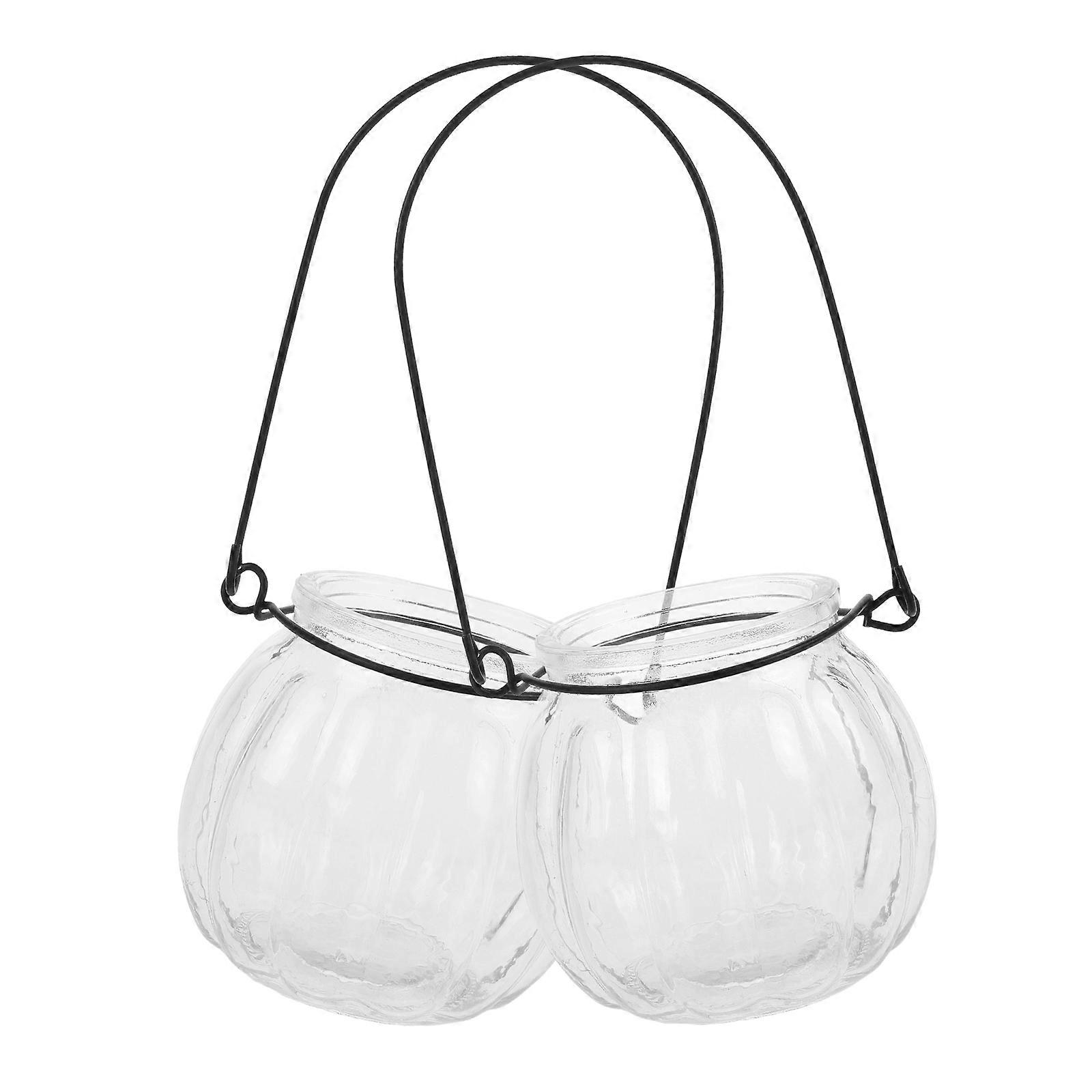 Glass Candle Holders Clear Pumpkin Shape for Home Use 4Pcs