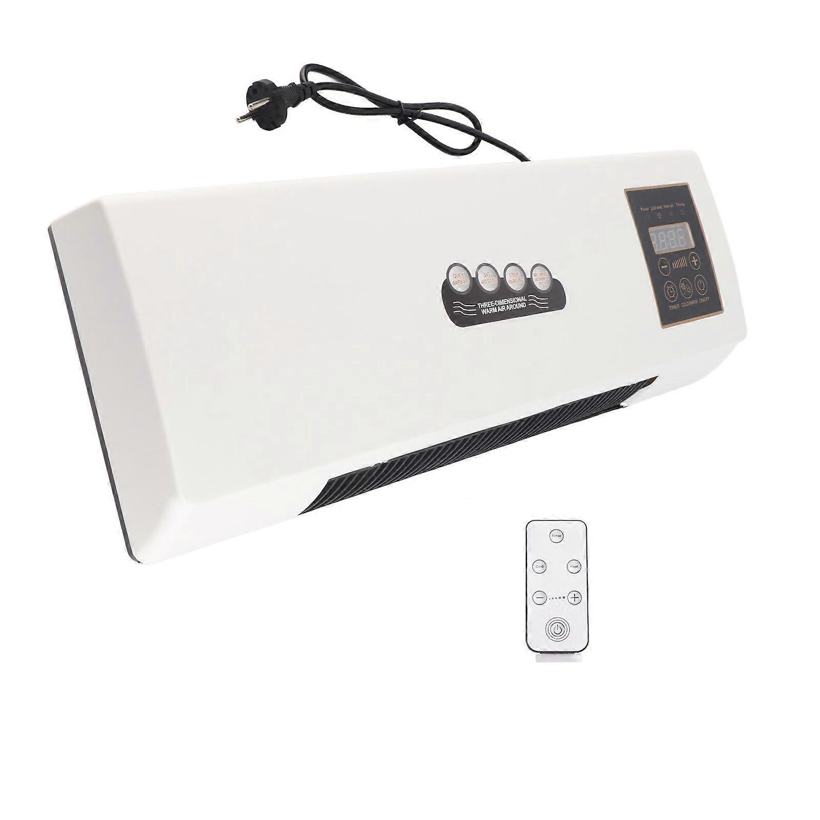 1800W Wall Mounted Air Conditioner Heater Electric Heating Machine PTC Heating Heater with Remote Control Timer for Bedroom Bathroom English Version