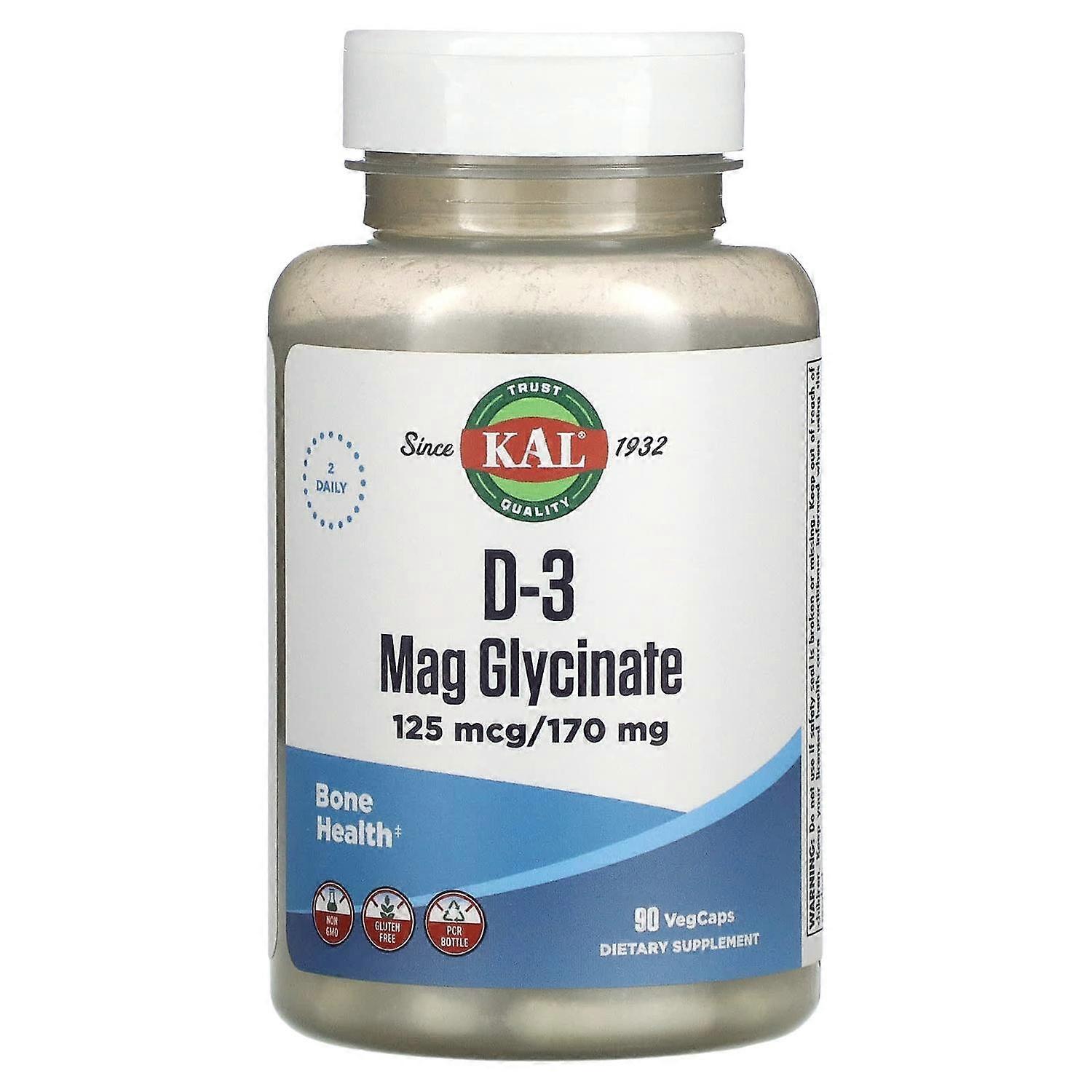 KAL, D-3 Mag Glycinat, 90 VegCaps