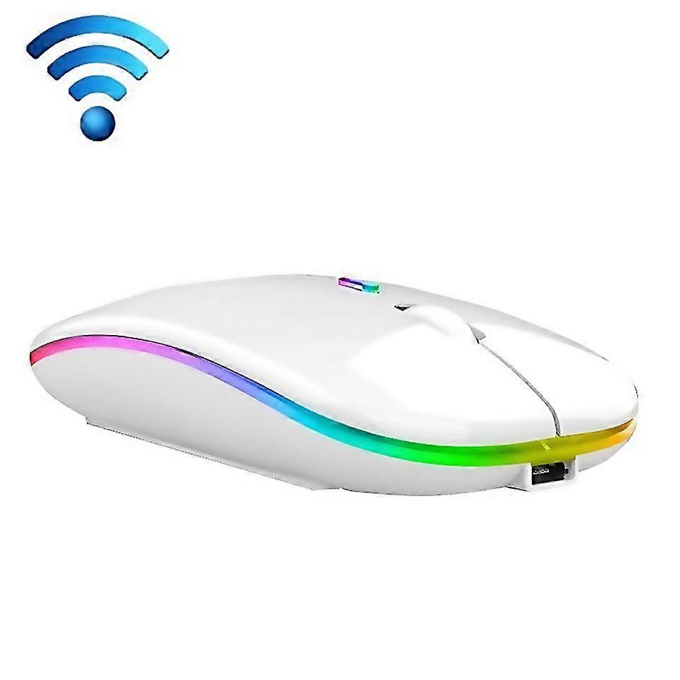 For C7002 2400dpi 4 Keys Colorful Luminous Wireless Mouse Color Dualmodes White