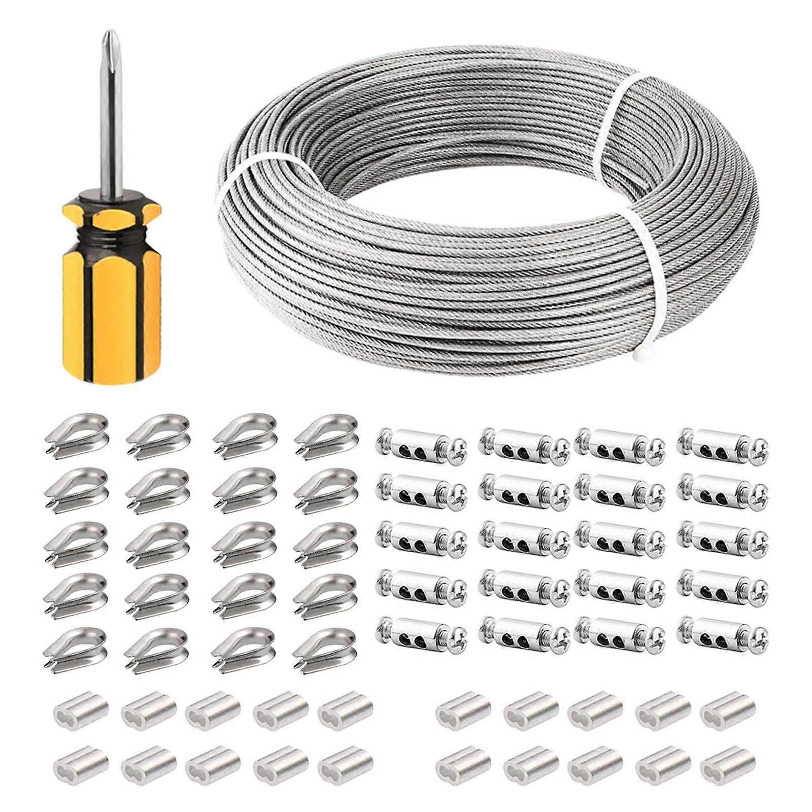 HeavyDuty Stainless Steel Wire Rope Set For Outdoor And Indoor Use 100m Silver