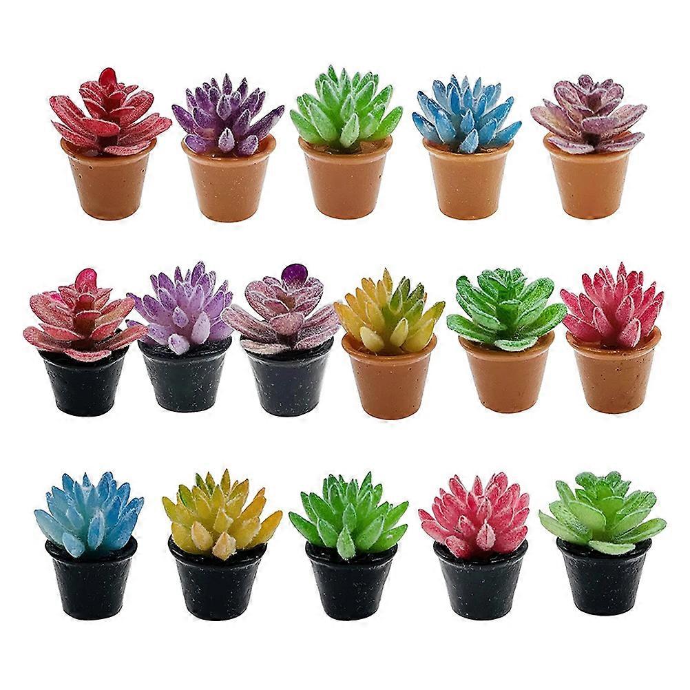 Assorted Color Miniature Dollhouse Plants for Decoration 24Pcs Artificial Succulents