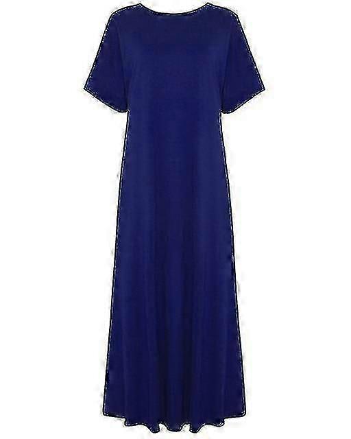 Solid Rund Halvärm Maxi Klänning