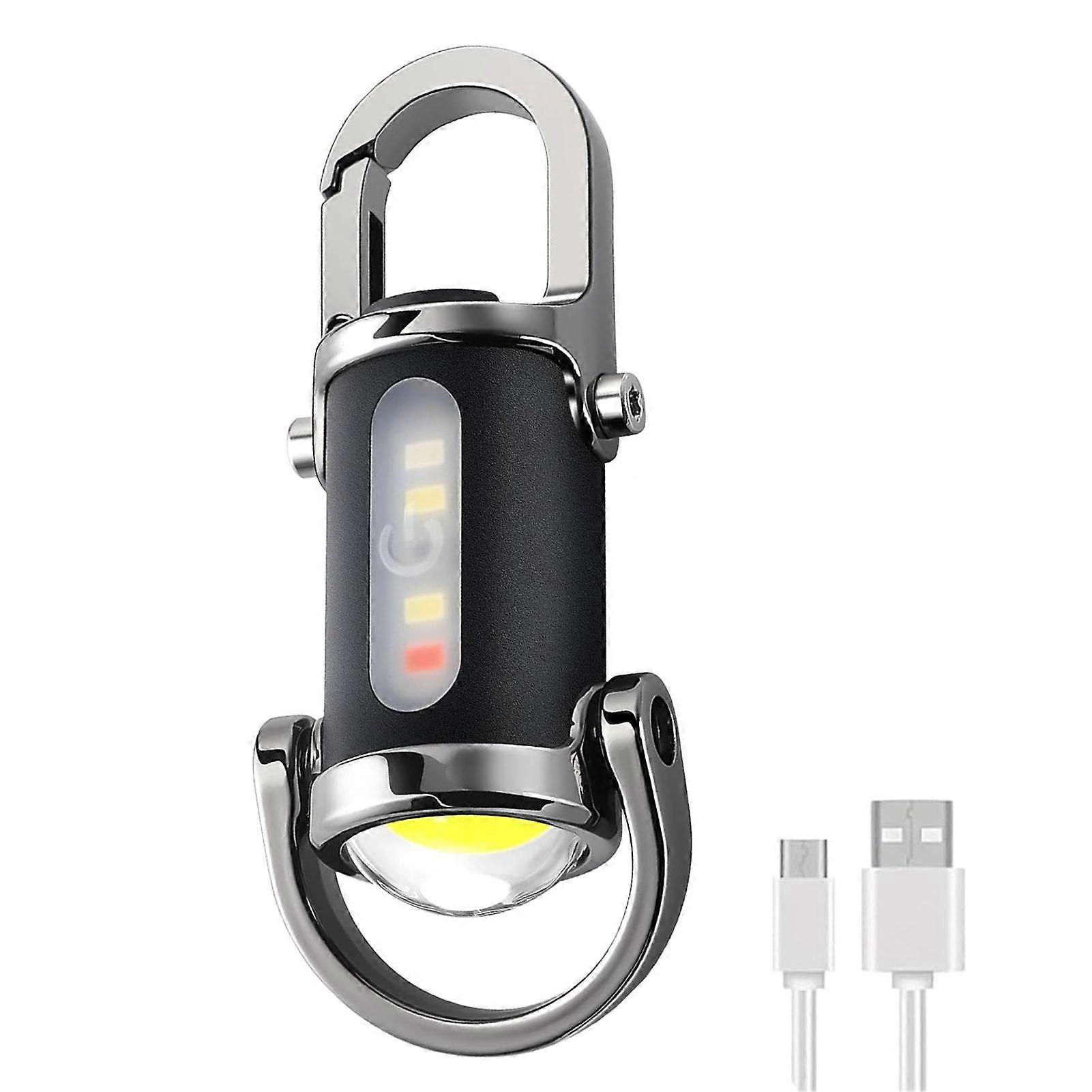 LED Flashlight Super Bright Mini Keyring Torch 1200LM Dual Light Source Rechargeable Multipurpose Mobile Charger Flashlight