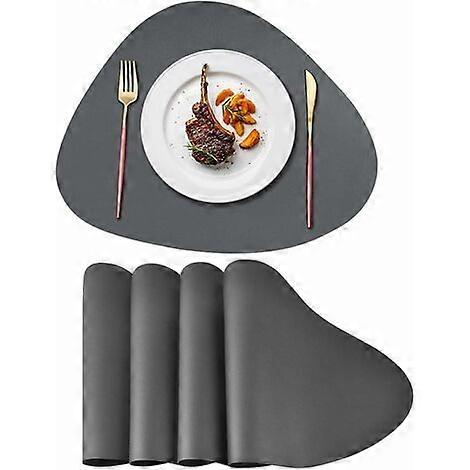 4134cm Double PU Leather Placemat, Triangle Non-Slip Wipeable Waterproof Table