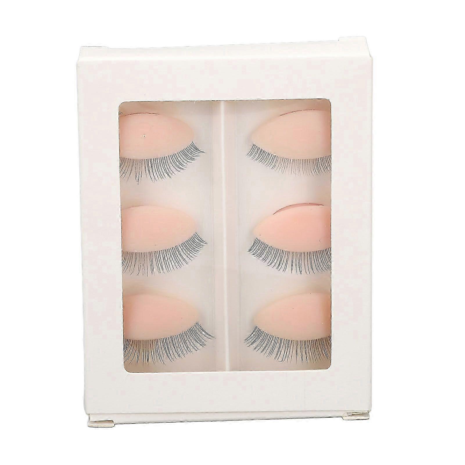 3 Pairs Replacement Eyelids for Mannequin Head Eyelash Extension Practice Removable Eyelids with Eyelashes Pink