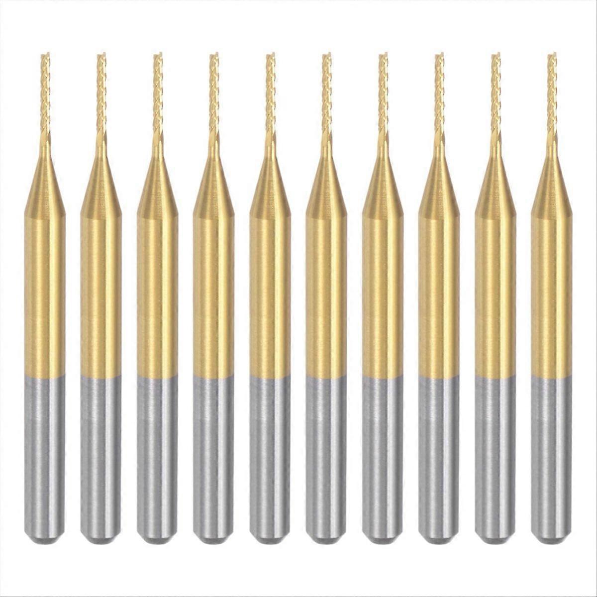 10PCS Titanium Coat Carbide End Mill Engraving Milling Cutter CNC Router Bits for PCB Machine, 1/8 I