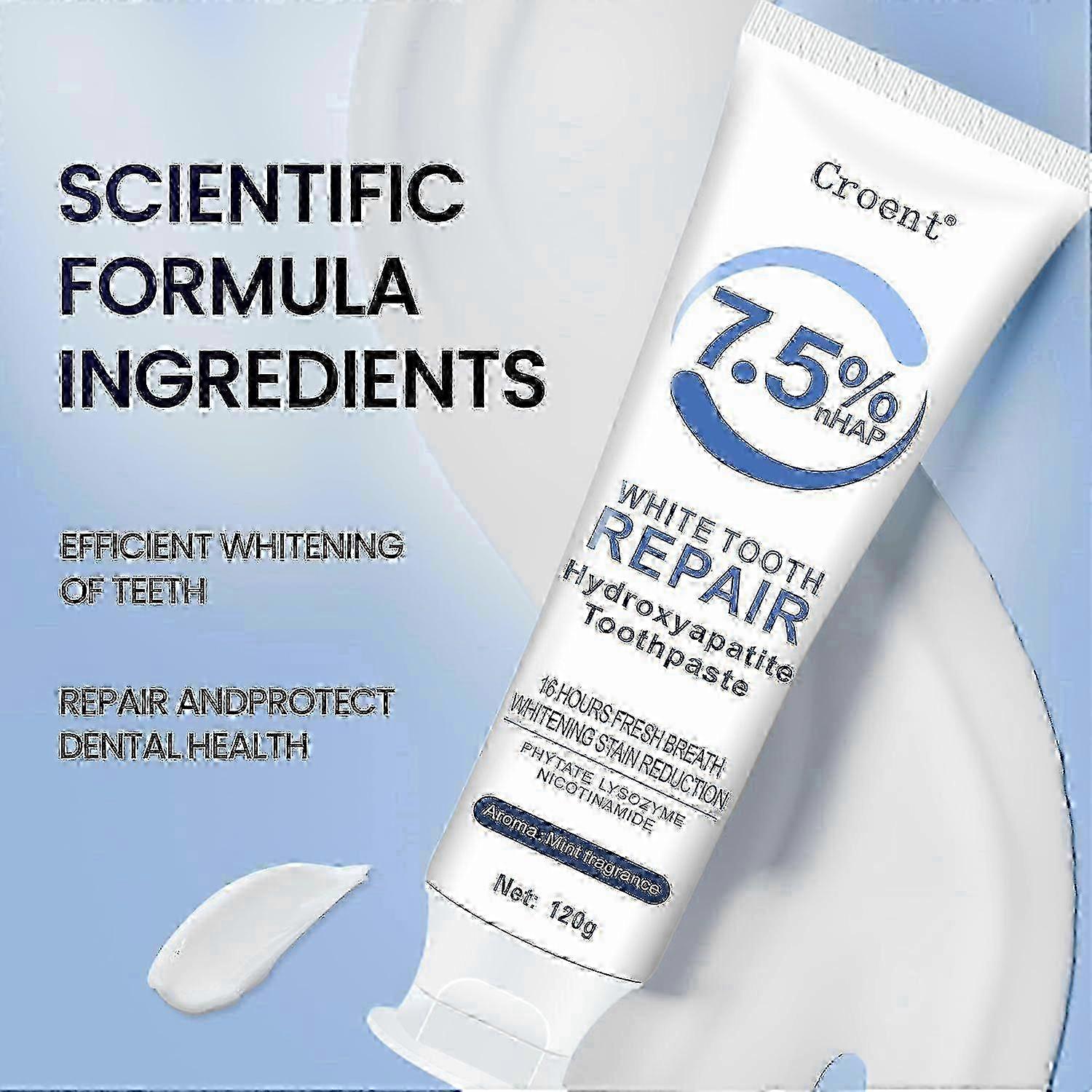 2PCS Hydroxyapatite Toothpaste for Advanced Enamel Protection, Gentle and Effective Formula, Fluoride-Free Toothpaste