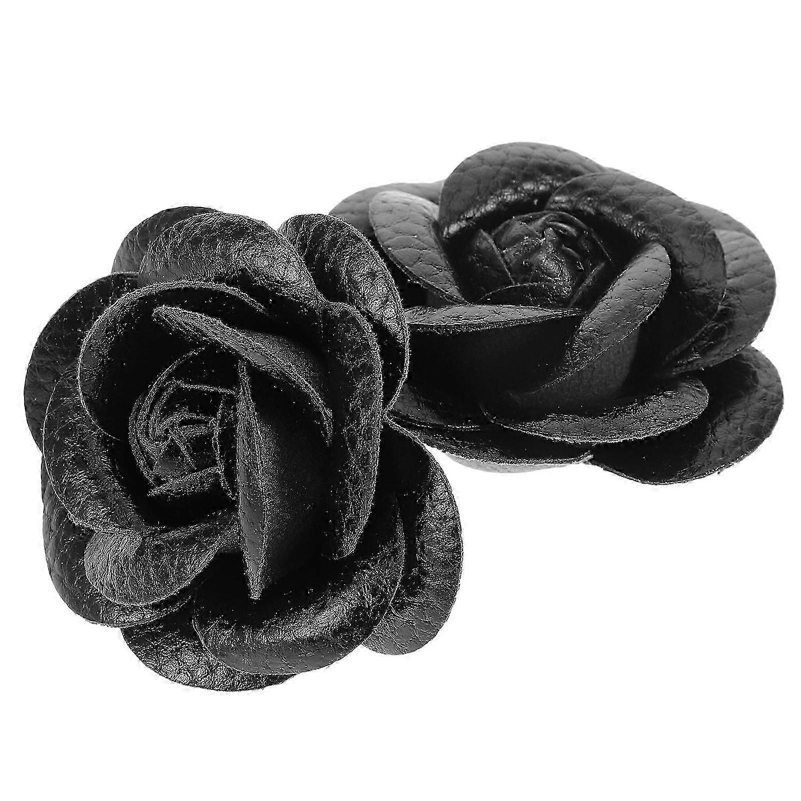 Black Shoe Charms Rose Shoe Embellishment For Decor 3pairs Wedding Bride Flowers
