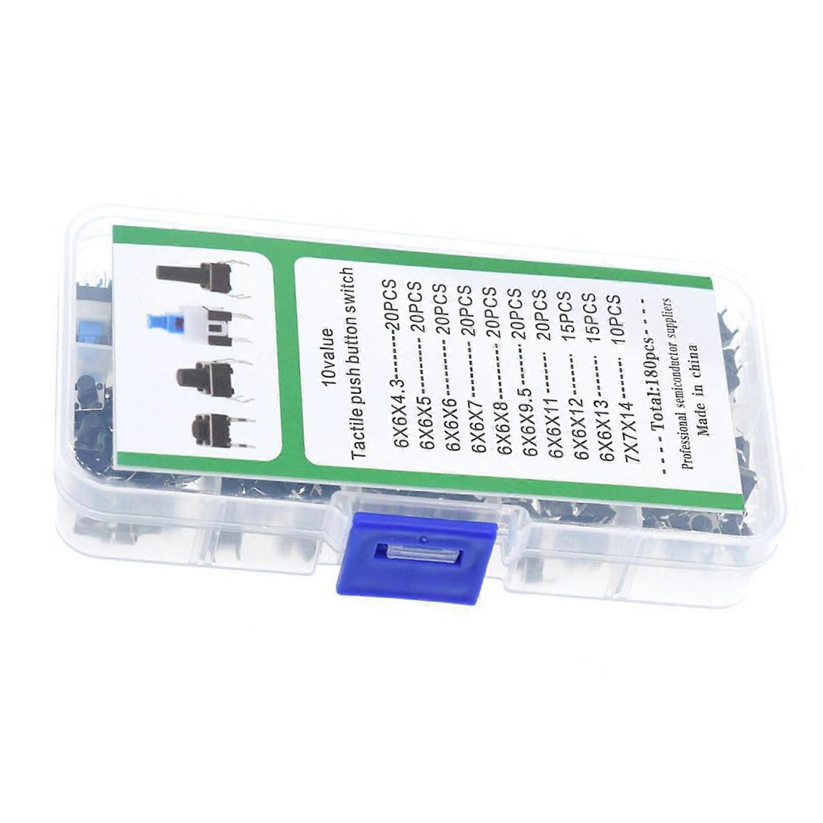 180Pcs 4Pin 6x6mm Touches Push Button Switches Direct Insertion Light Touch Switches Tactile Push Button Switches Multicolor