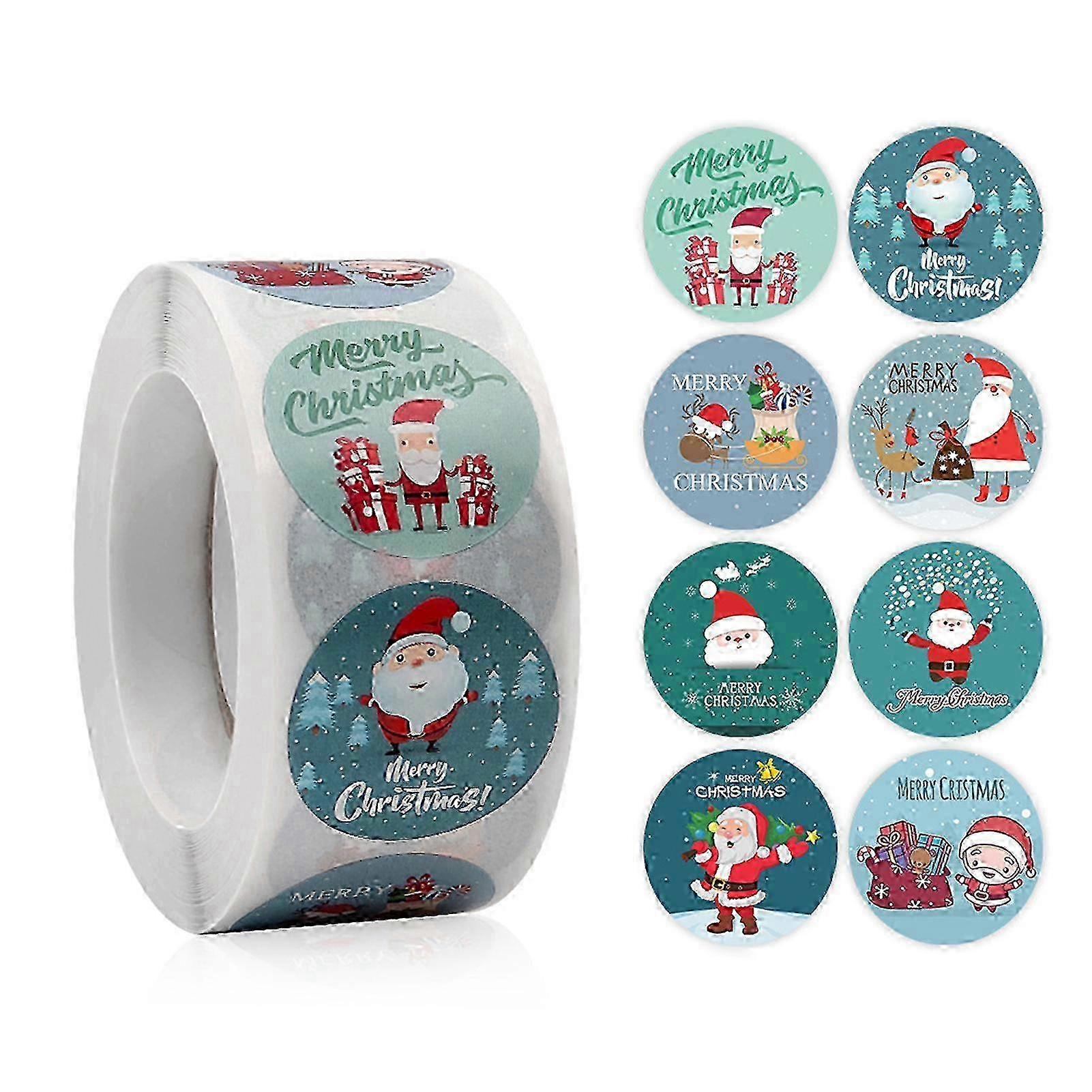 500Pcs Christmas Labels Santa Claus Self-adhesive Multi Patterns Bright Color Gift Pattern Package Stickers for Shop