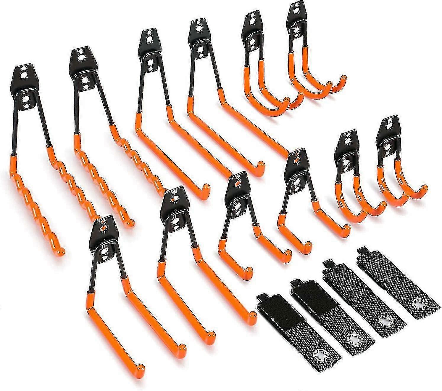 Hooks 12 Pack Wall Hooks Garage Hooks Double Heavy Duty Equipment Hooks With Storage Strap Bike Bracket Iron Tool Holder For Organizin