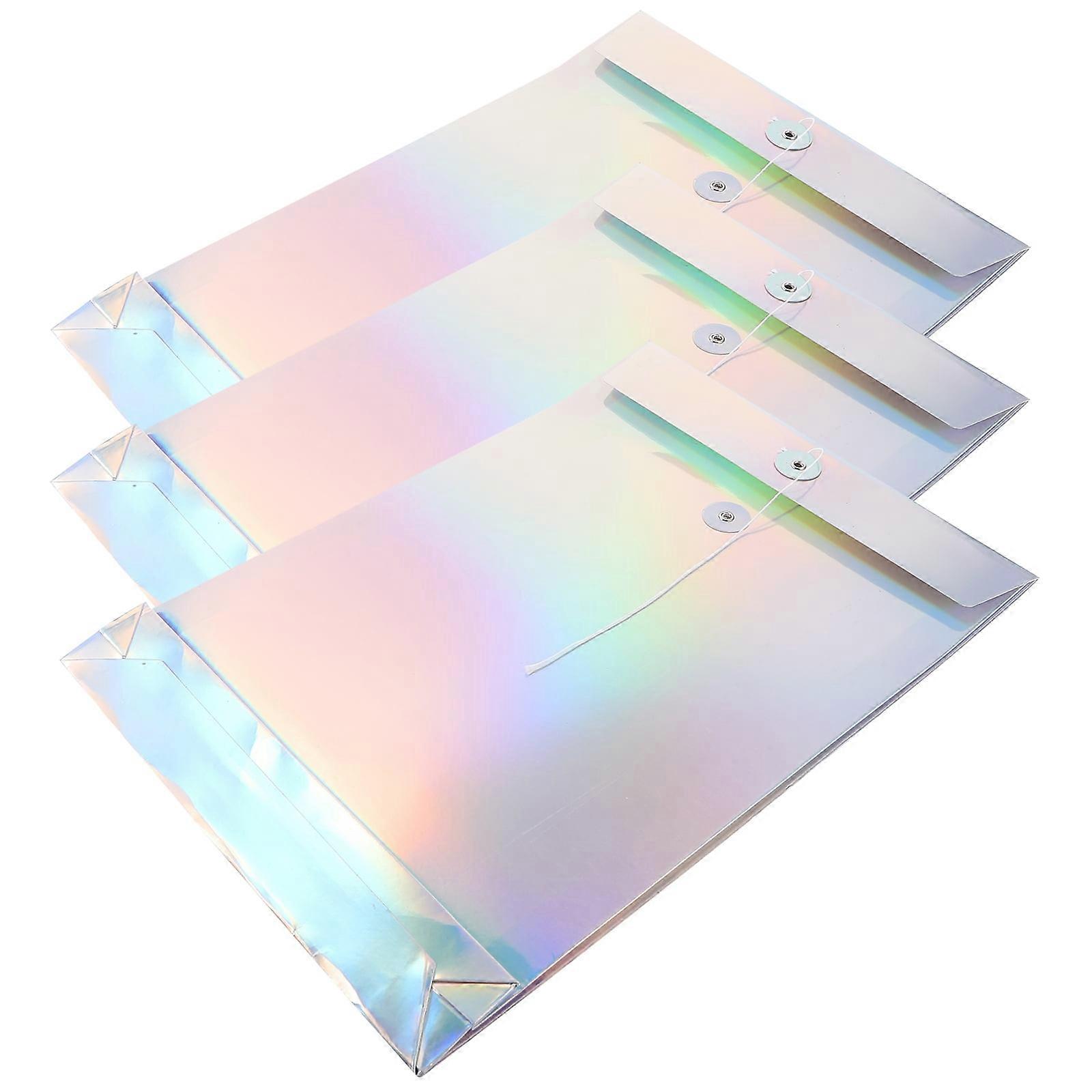 3Pcs Project Envelope File Folder Bags Document Bills Storage Bags Holographic Paper File Organizers
