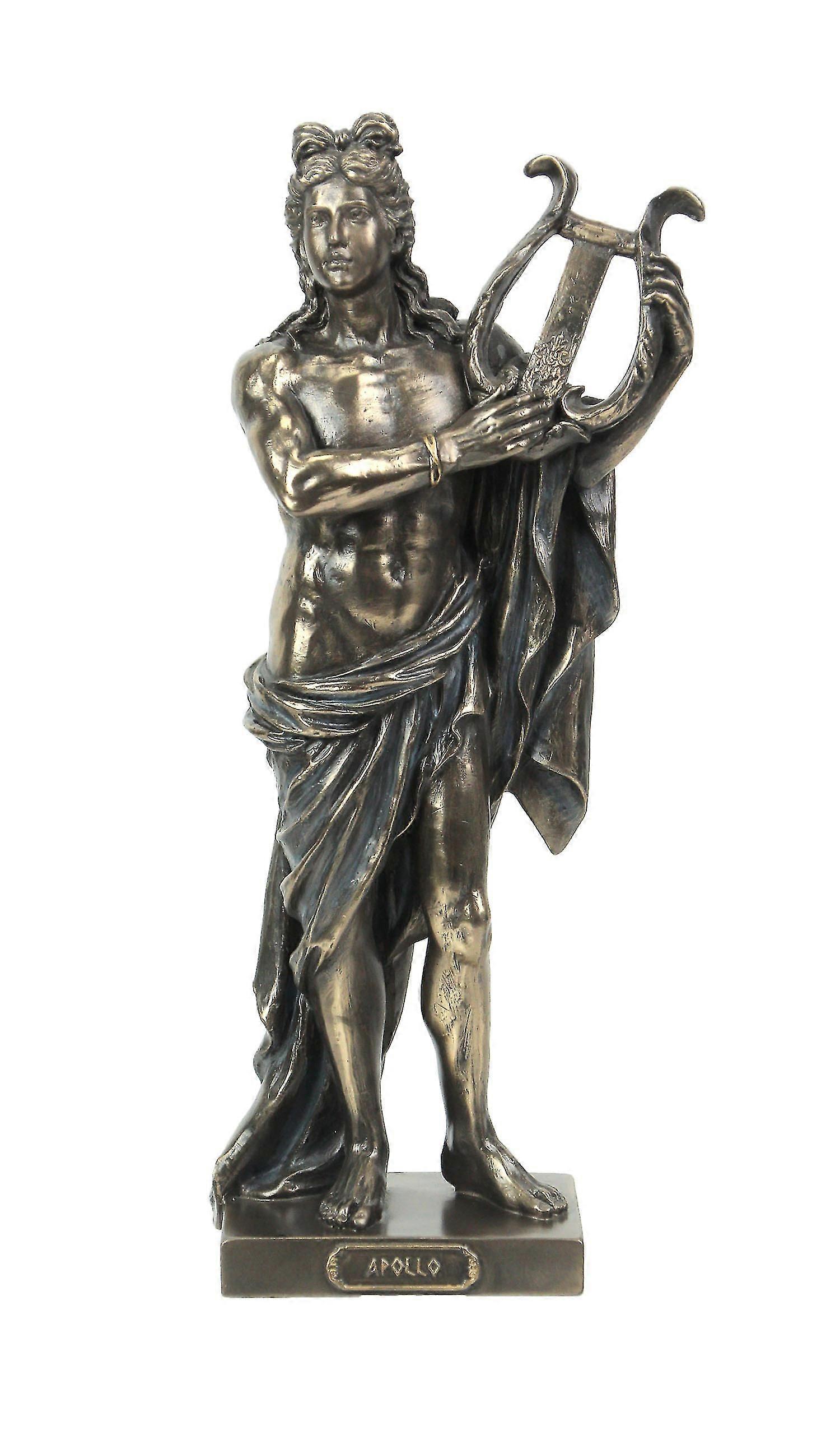 Klassisk gamle greske Gud Apollo Holder Sin Lyre Bronse Ferdig Tabletop Statue