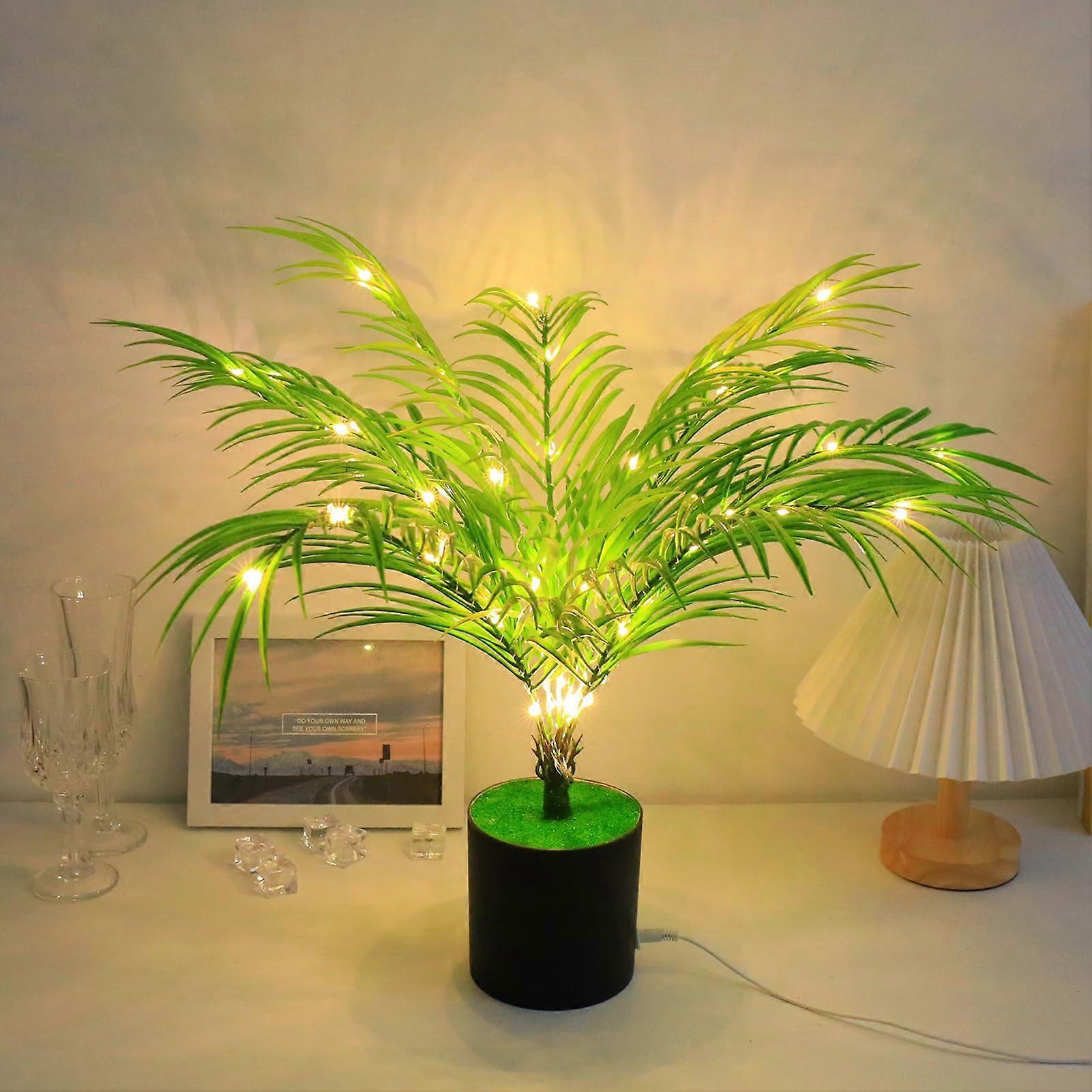 LED Palm Tree Lamp with Warm White Lights, USB Powered Artificial Tree for Bedroom, Living Room, Party Decor (Style 5)