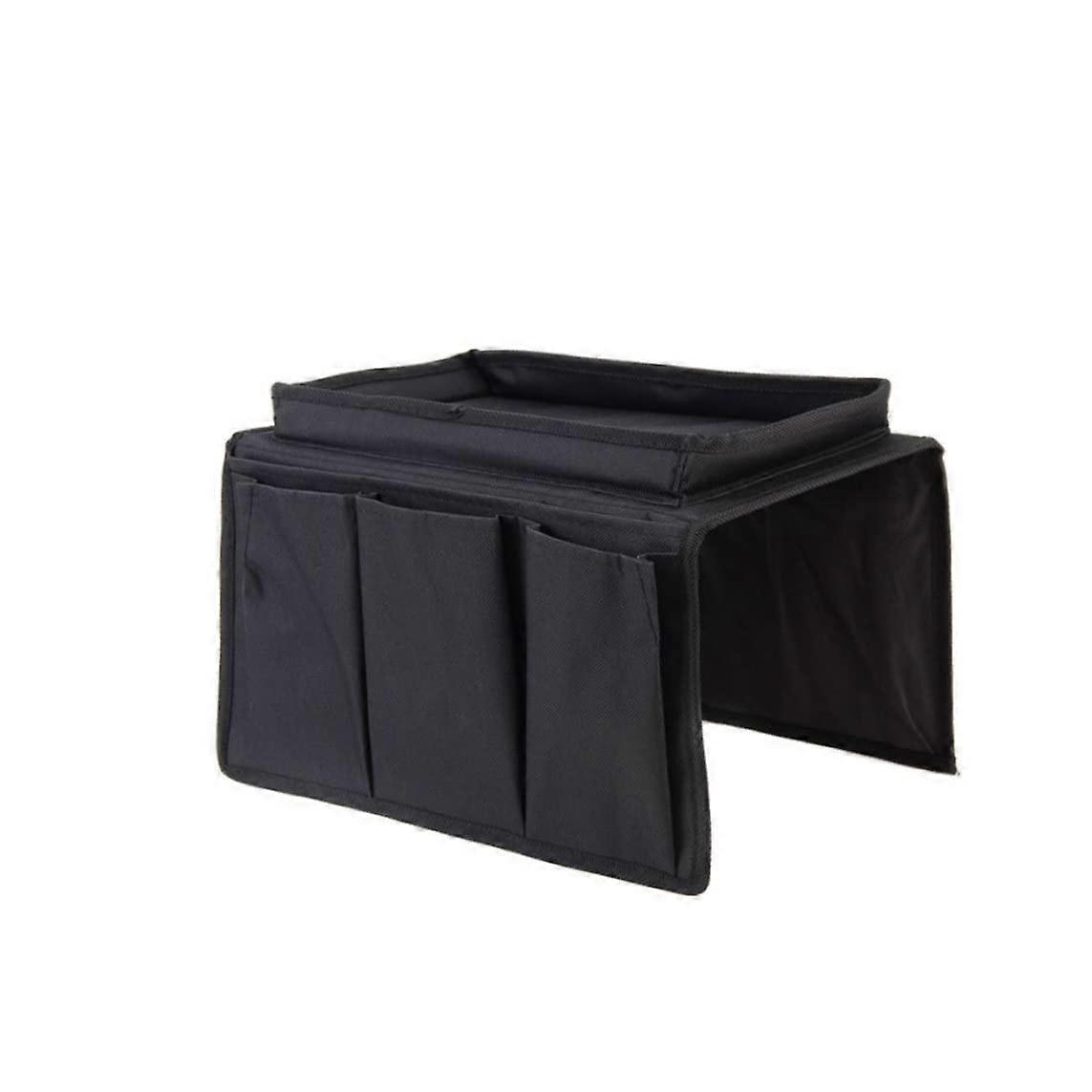 Sofa Armrest Organizer with Hanging Storage Pocket for Remote, Phone, Books, Magazines, Black 1PC