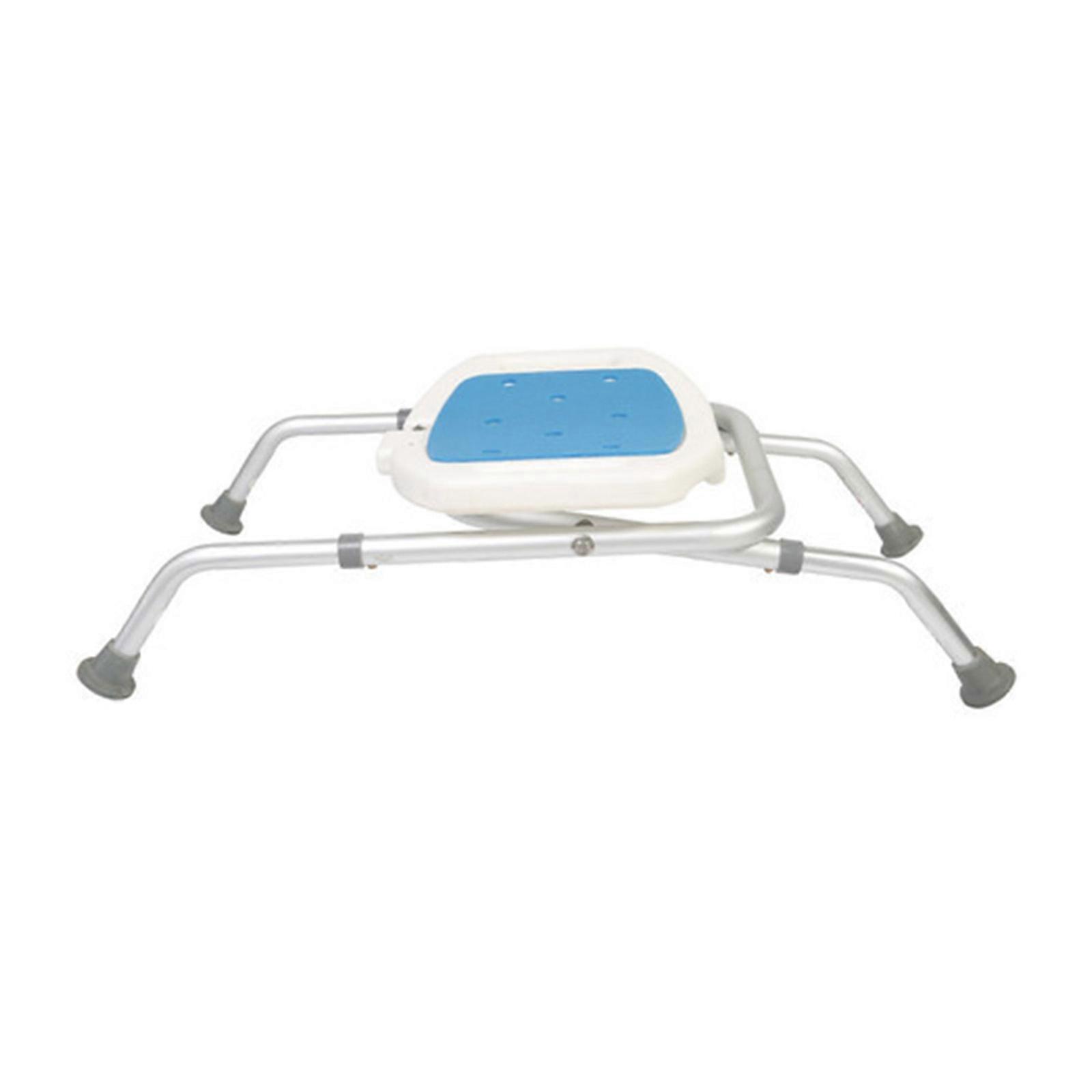 Adjustable Bathing Seat For Seniors Pregnancy Support Non Rust Aluminum Frame Compact Foldable Shower Stool With Nonslip Feet  Blue