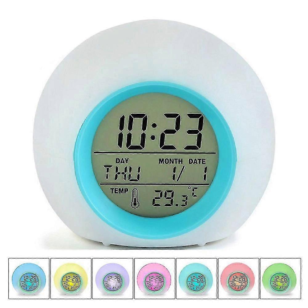 Kids Alarm Clock, Digital Display Wake Up Clock/7 Colors Changing