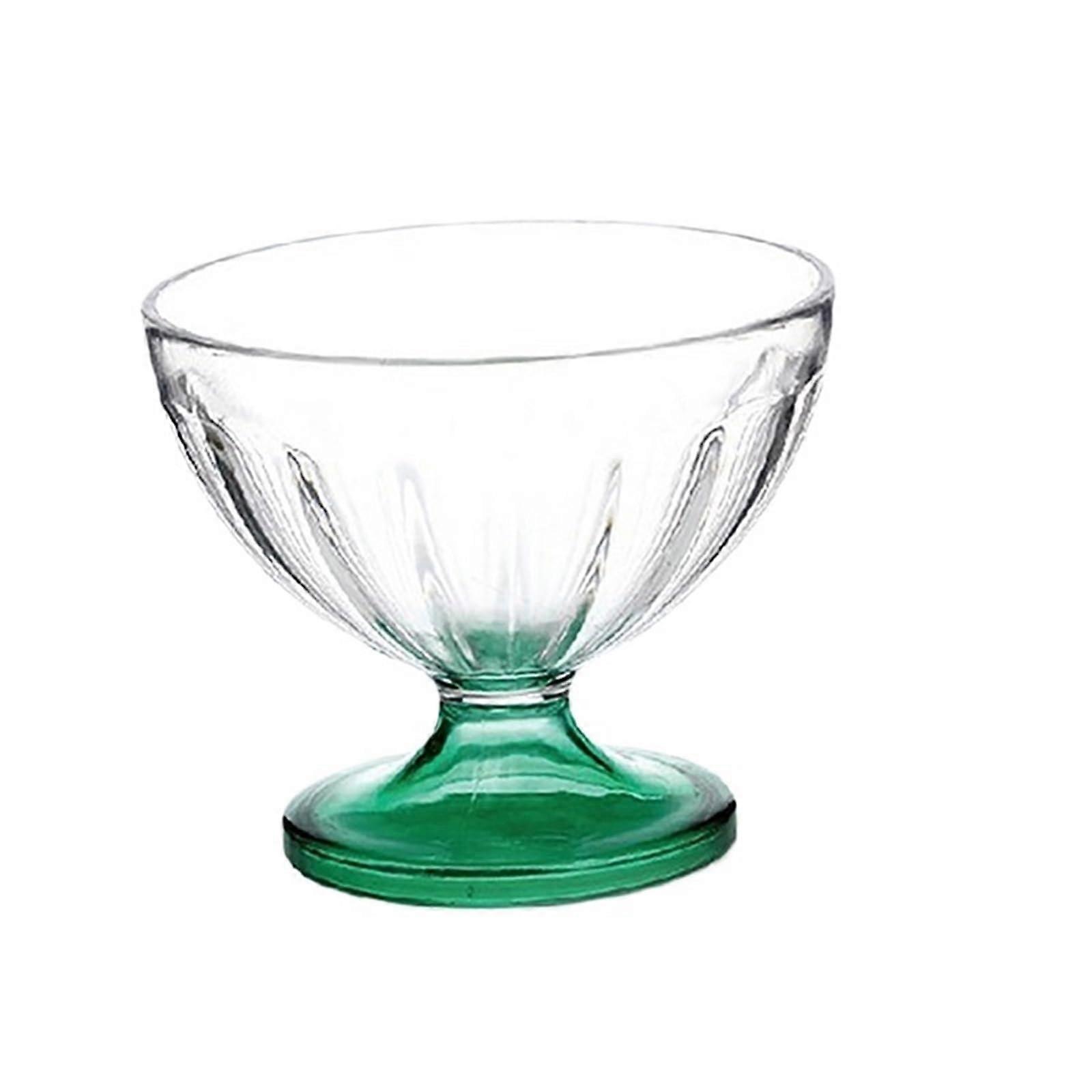 Ice Cream Bowl Set of 2 250ml Clear Glass Embossed Dessert Cups for Sundaes Milkshakes Salads Green