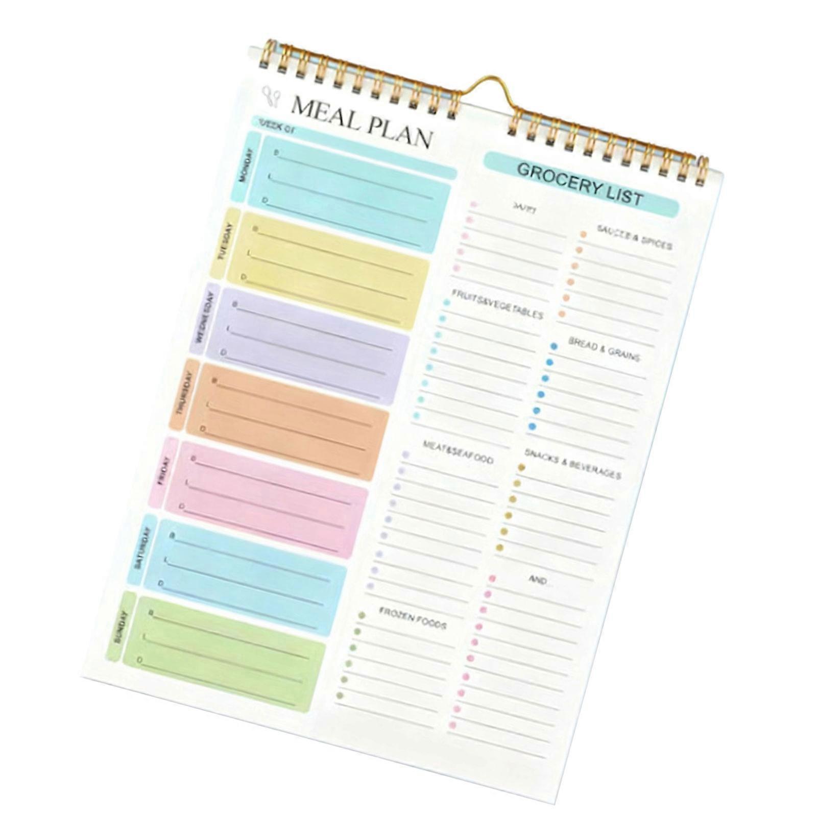 Magnetic Weekly Meal Planner Notebook Twin Wire Binding Dietary Planner Diet Schedule Tracking Journal 52 Sheets Lined Multicolor