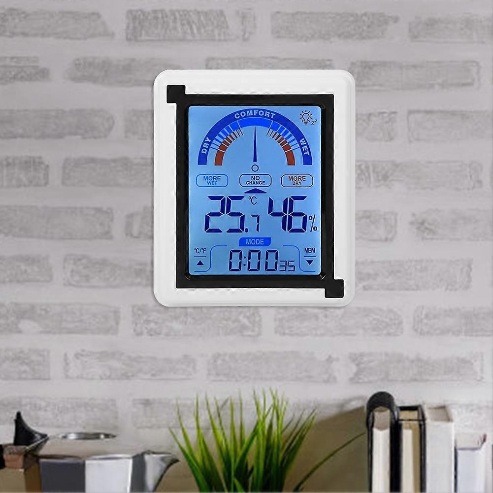 LCD Touch Screen Weather Clock Digital Temperature Humidity Meter Thermometer Hygrometer