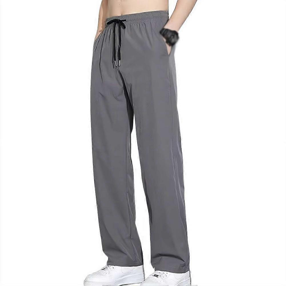 For Big And Tall Men Lightweight Breathable Summer Trousers High Elastic Waist Loose Fit Multiple Colors