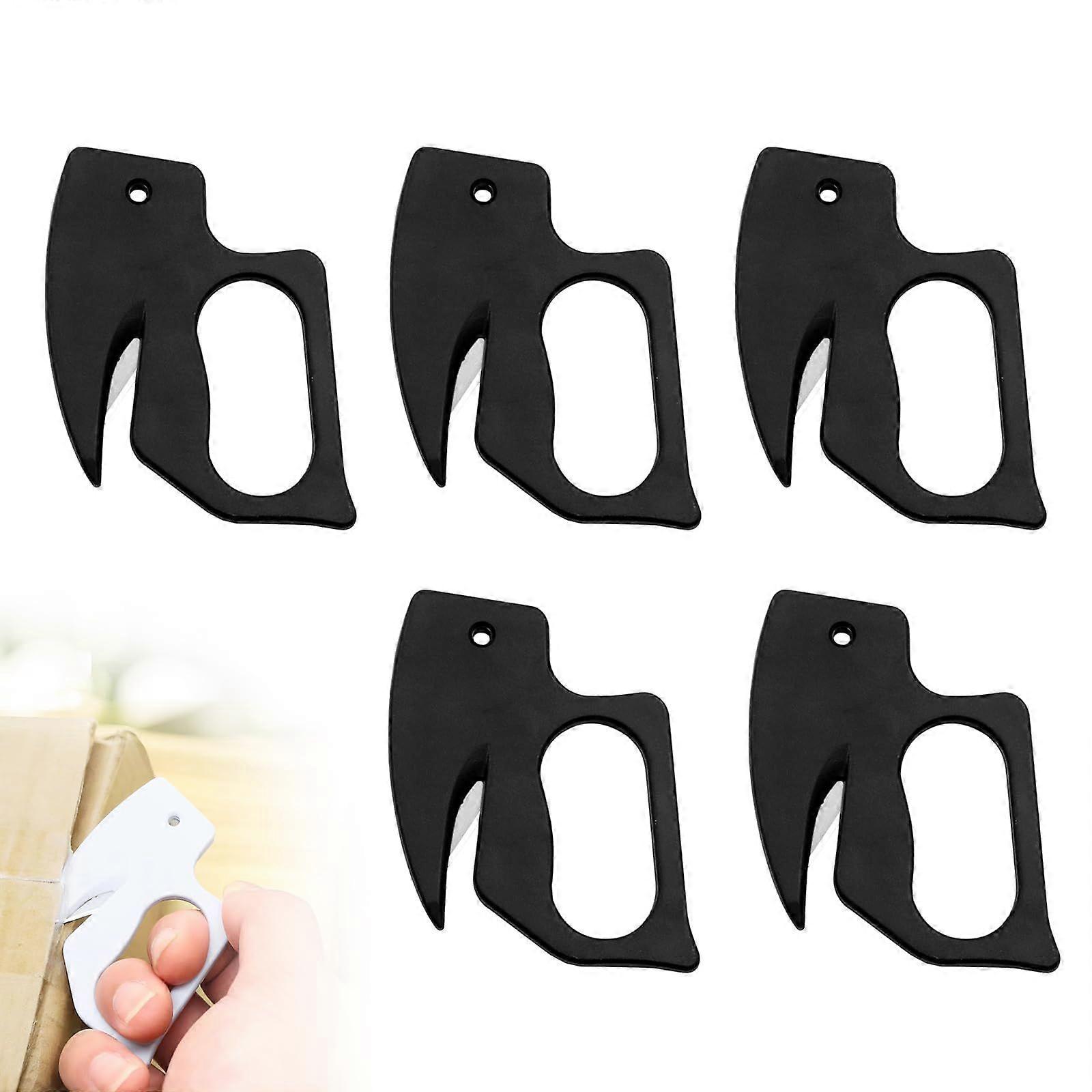 Safe 5-Piece Letter Opener Set with Blade, Efficient Mail and Package Slicer for Paper Cutting Tasks, Black