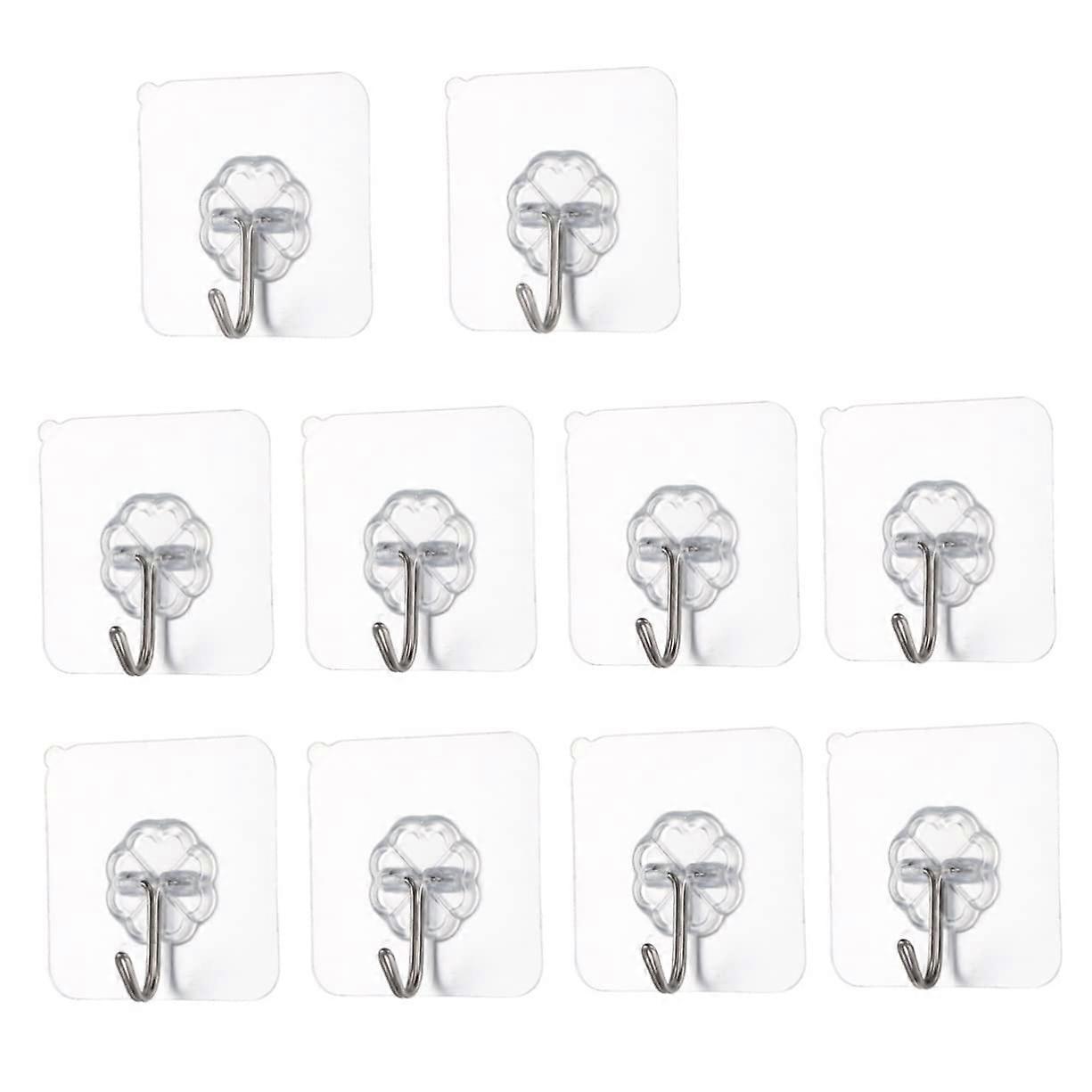 10pcs Suction Wall Hooks Adhesive Hooks 5kg Load No Drill for Bathroom Kitchen Tiles Reusable