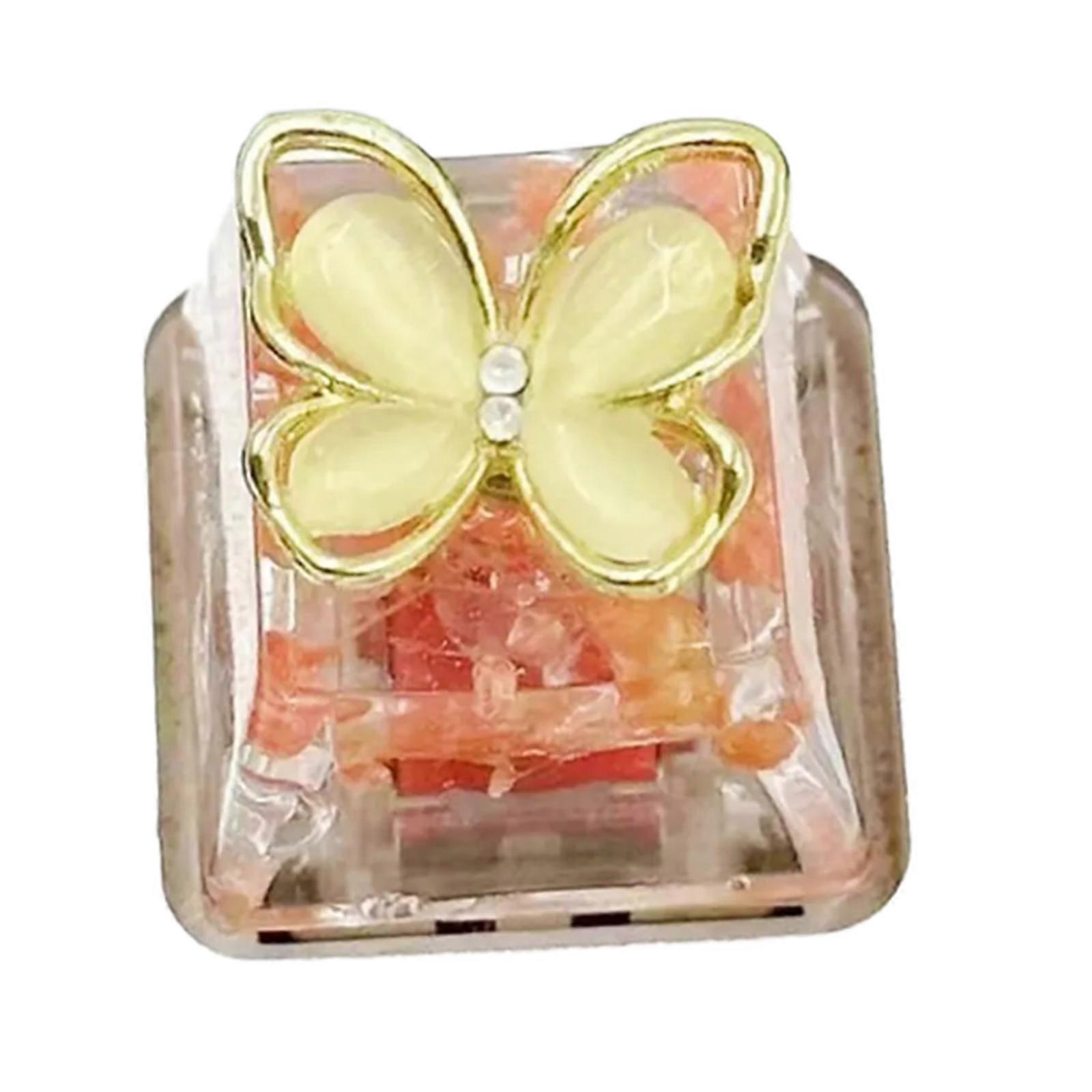 Mechanical Keyboard keycap Rotating Butterfly Flower Backlight Keycap Epoxy Resin Constructions  Yellow