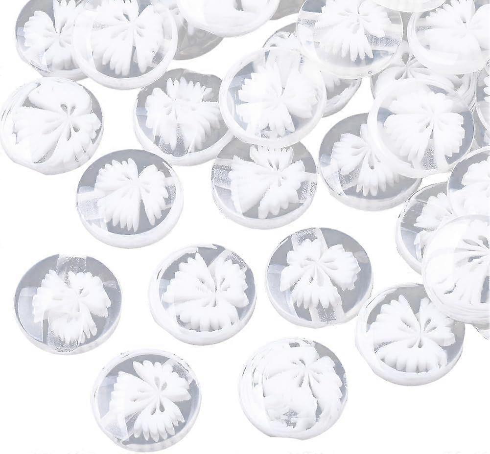 14 MM 250 Pcs 1 Hole Clear Flower Buttons White Resin Floral Buttons Acrylic Flat Round Translucent Buttons Bulk for Sewing Making Crafts Clothes Scra