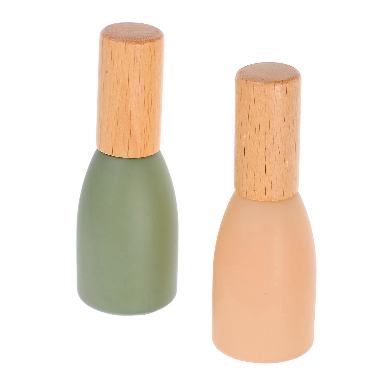 Rollerball Perfume Bottles with Wood Cap for Travel Use 2Pcs Beech Material