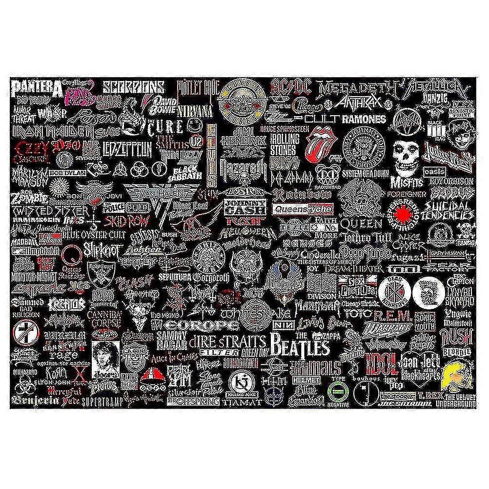 روك لغز روك باند تسمية بانوراما الألغاز 1000 قطعة، للبالغين، الموسيقى الكولاج اللغز كما روك موسي