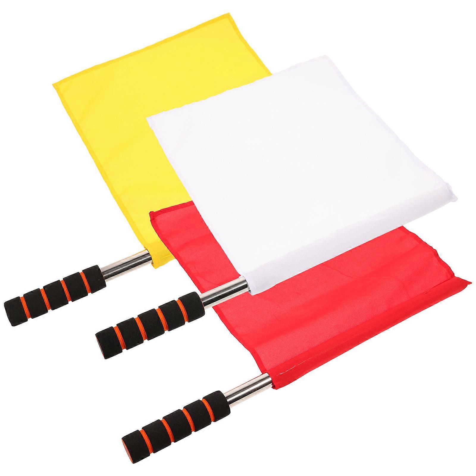 Soccer Referee Accessories Hand Waving Flags Linesmen Tool Football Game Rectangular Shape 3Pack