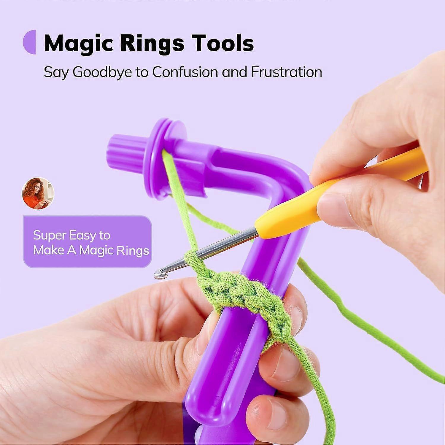 3-in-1 Crochet Holder for Beginners  Magic Rings Tool with Yarn Tension Regulator & Yarn Guide | Easy to Learn Crochet, Essential Helper for Crocheter