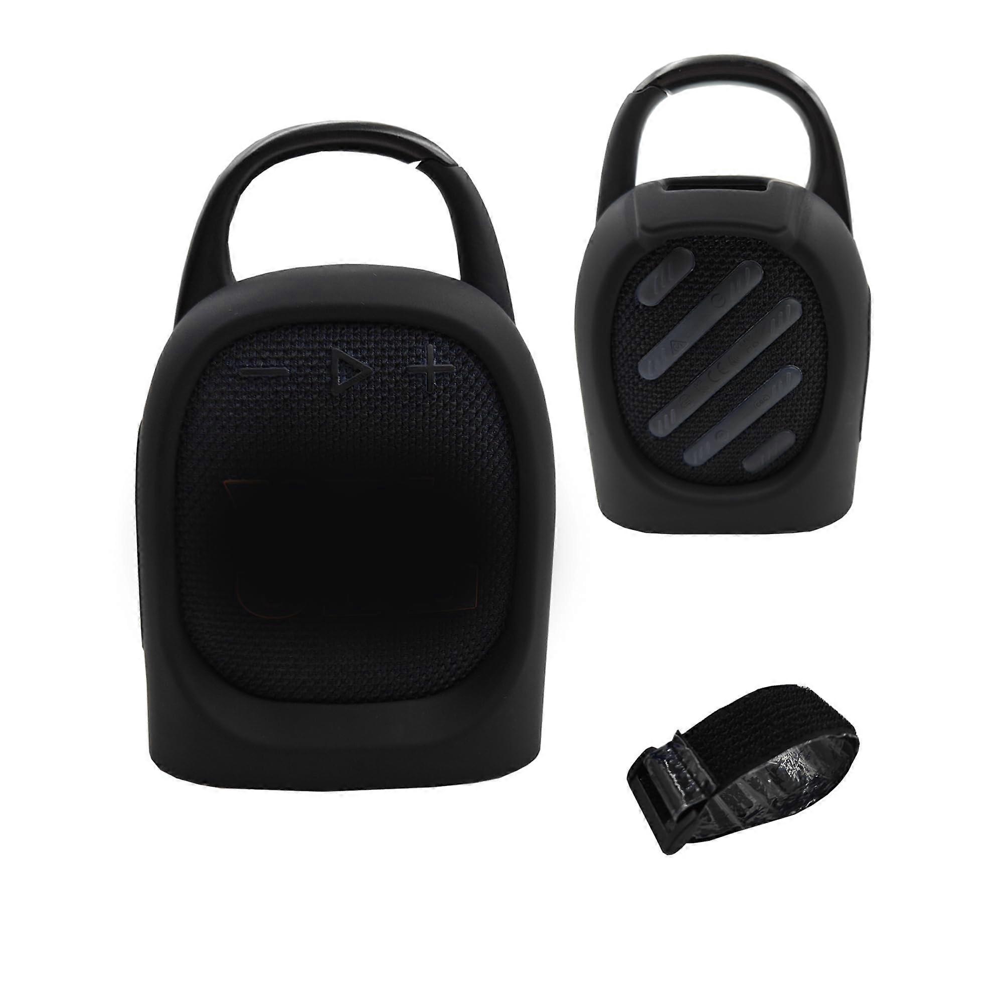 Silicone Case with Strap, Shockproof Protective Cover for JBL Clip 5 Bluetooth Speaker Black