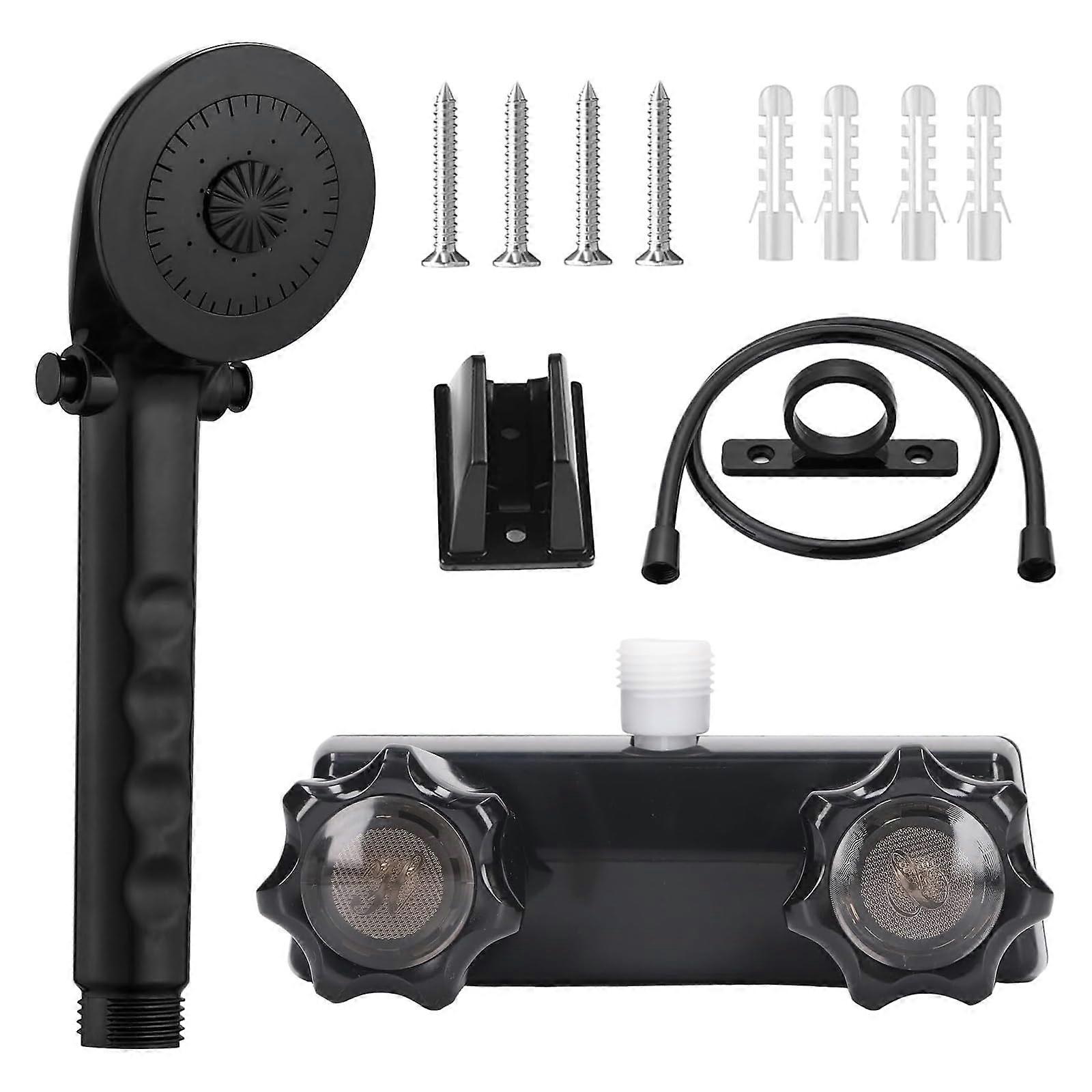RV Shower Faucet with Hose and Handheld Head, Complete Kit for RV Bathroom or Outdoor Use, Black
