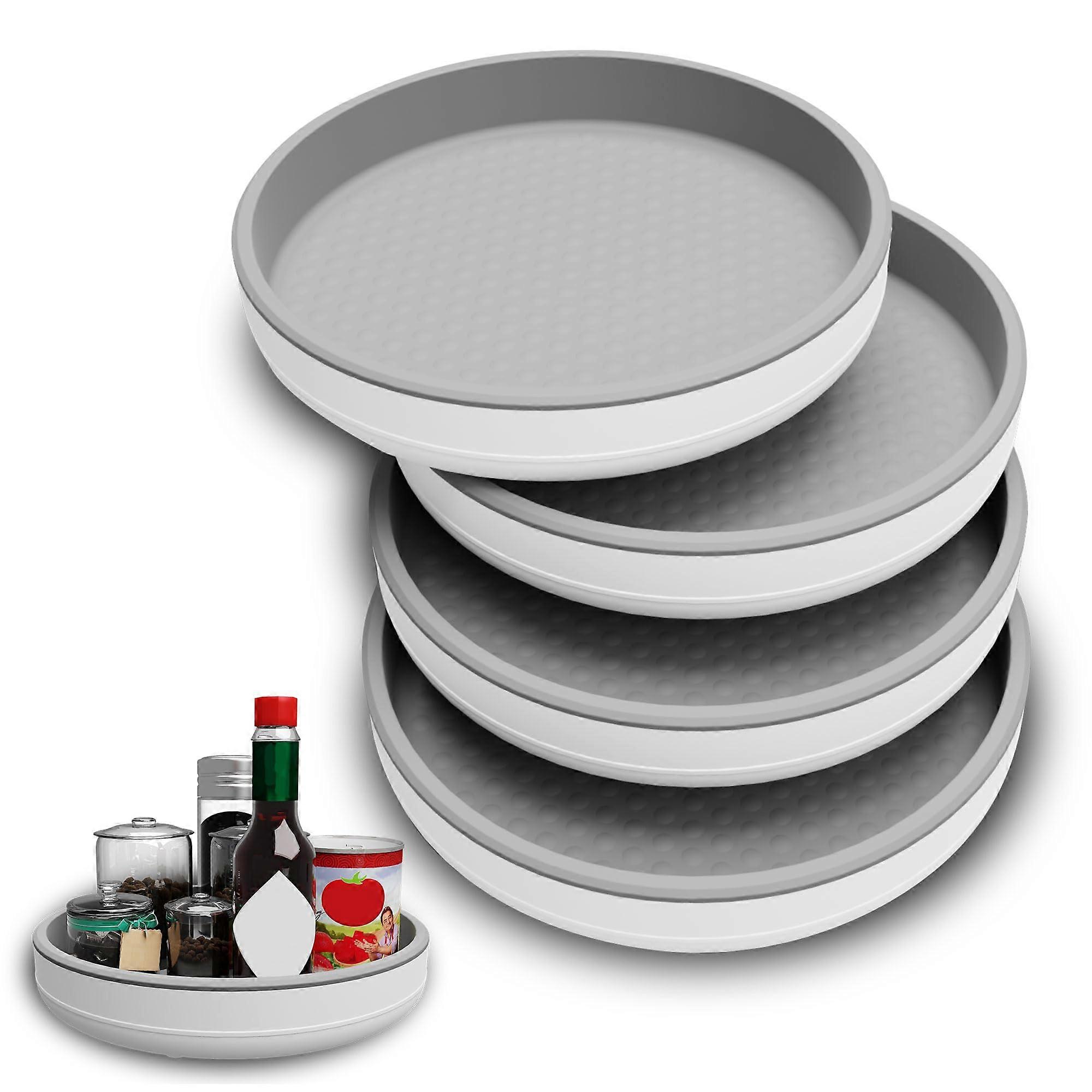 4 Pack 10 Inch Lazy Susan Turntable with NonSkid Beaded Surface, 360° Rotation Kitchen Organizer