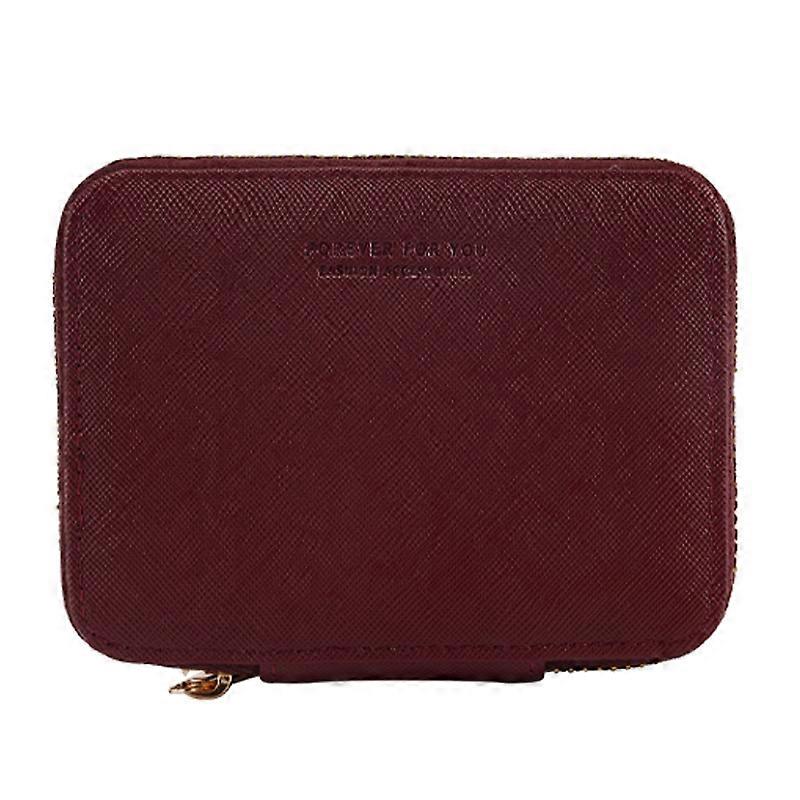 FFY FY1022-49 Portable Key Case Cross Texture PU Leather Key Holder Zipper Bag with 6 Hooks and 2 Ca