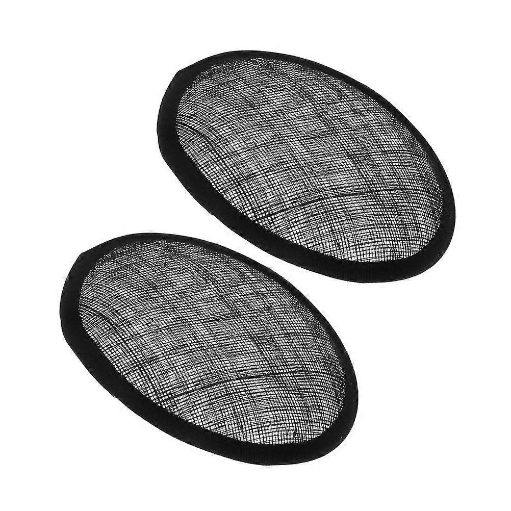 Fascinator Hat Base Black Linen for Supporting Use 2Pcs Craft Supplies