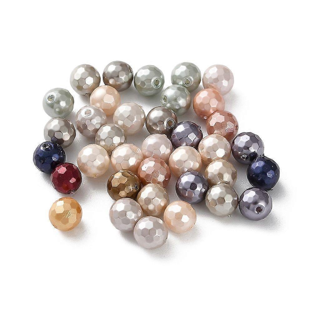 Faceted Round Shell Pearl Beads Mixed color 6mm Hole: 0.8mm