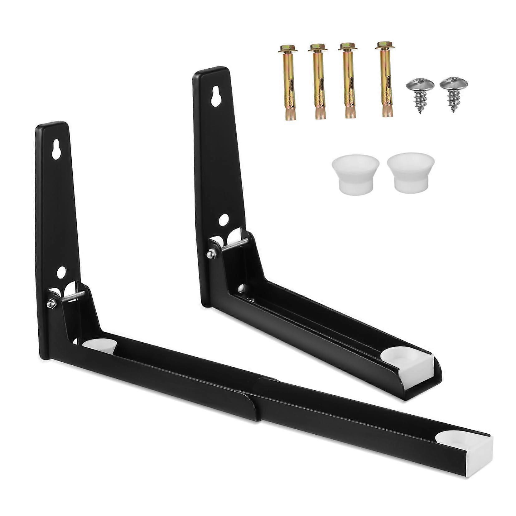 Microwave Wall Mount Adjustable Stainless Steel Bracket SpaceSaving Extendable Shelf Pair