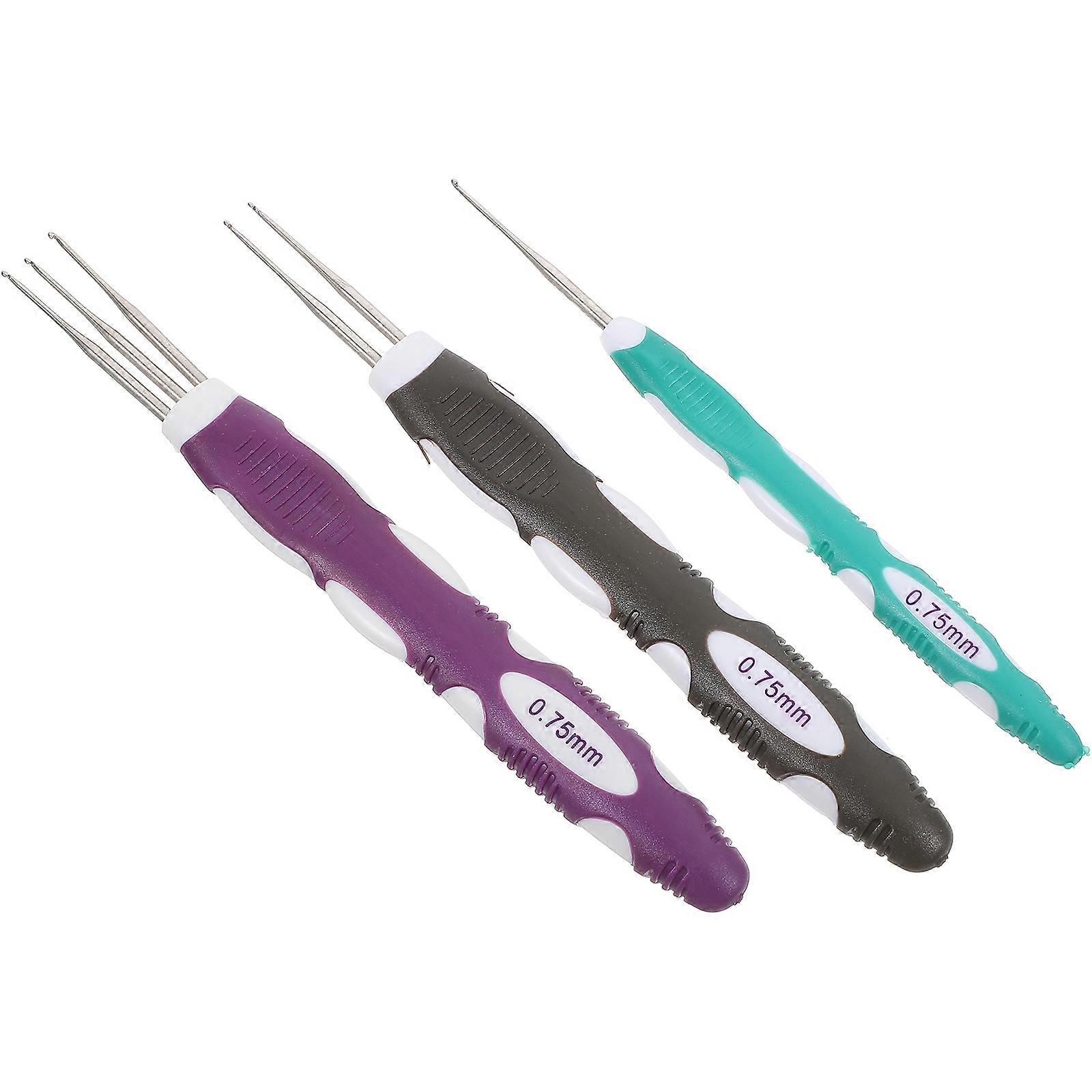 3Pcs Assorted Color Dreadlock Crochet Needles for Hair Styling Tool