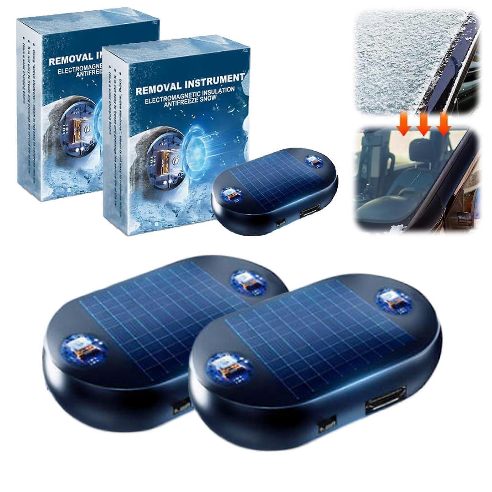 Car Windshield Snow Removal Device with Electromagnetic Defroster, Universal AntiFreeze Tool (2pc)