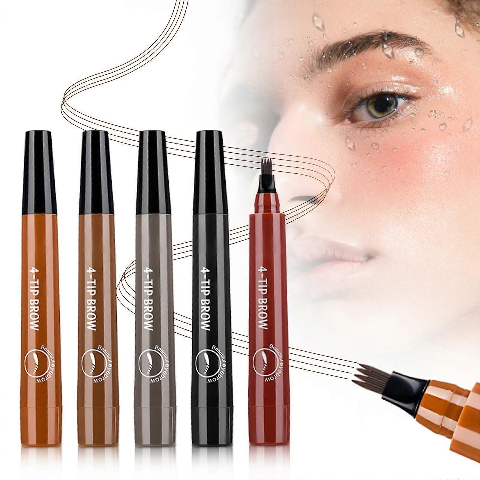 Waterproof Microblading Eyebrow Pencil 4 Tip Smudge Proof Long Lasting Brow Pen 5pcs