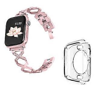 Do zegarka Apple Watch Series 3/2/1 38 mm Stylowy, dekoracyjny pasek ze stali nierdzewnej w kształcie litery X z kryształkami
