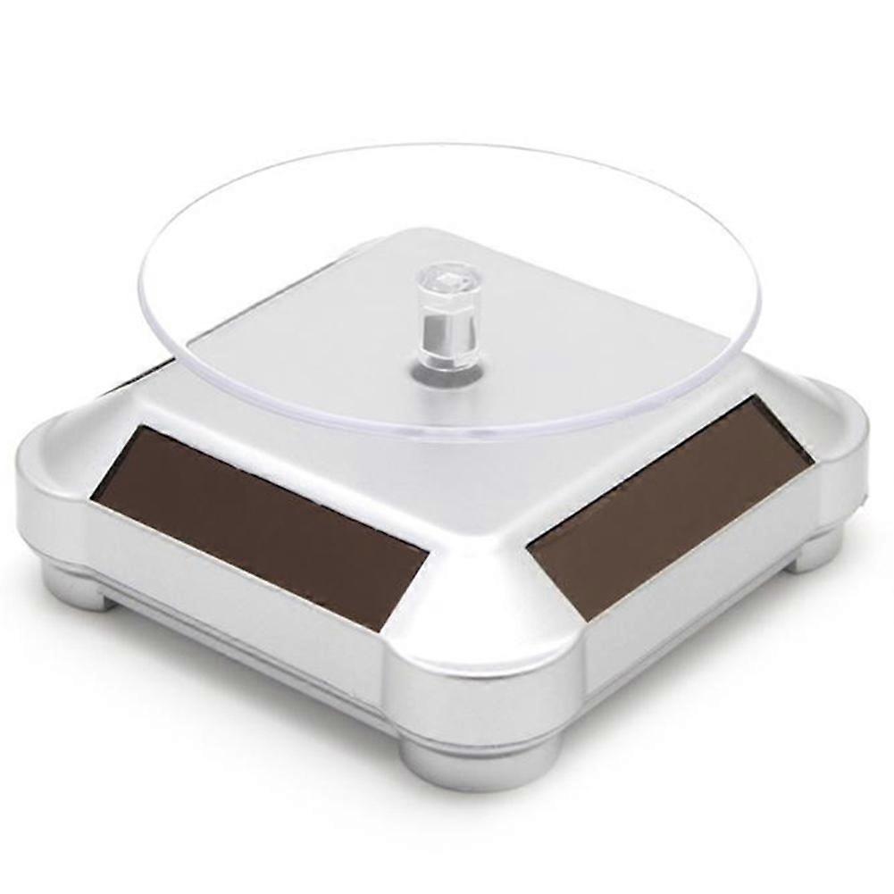Rotating Display Stand 360 Degree Solar Power Rotating Turntable Display Stand Silver