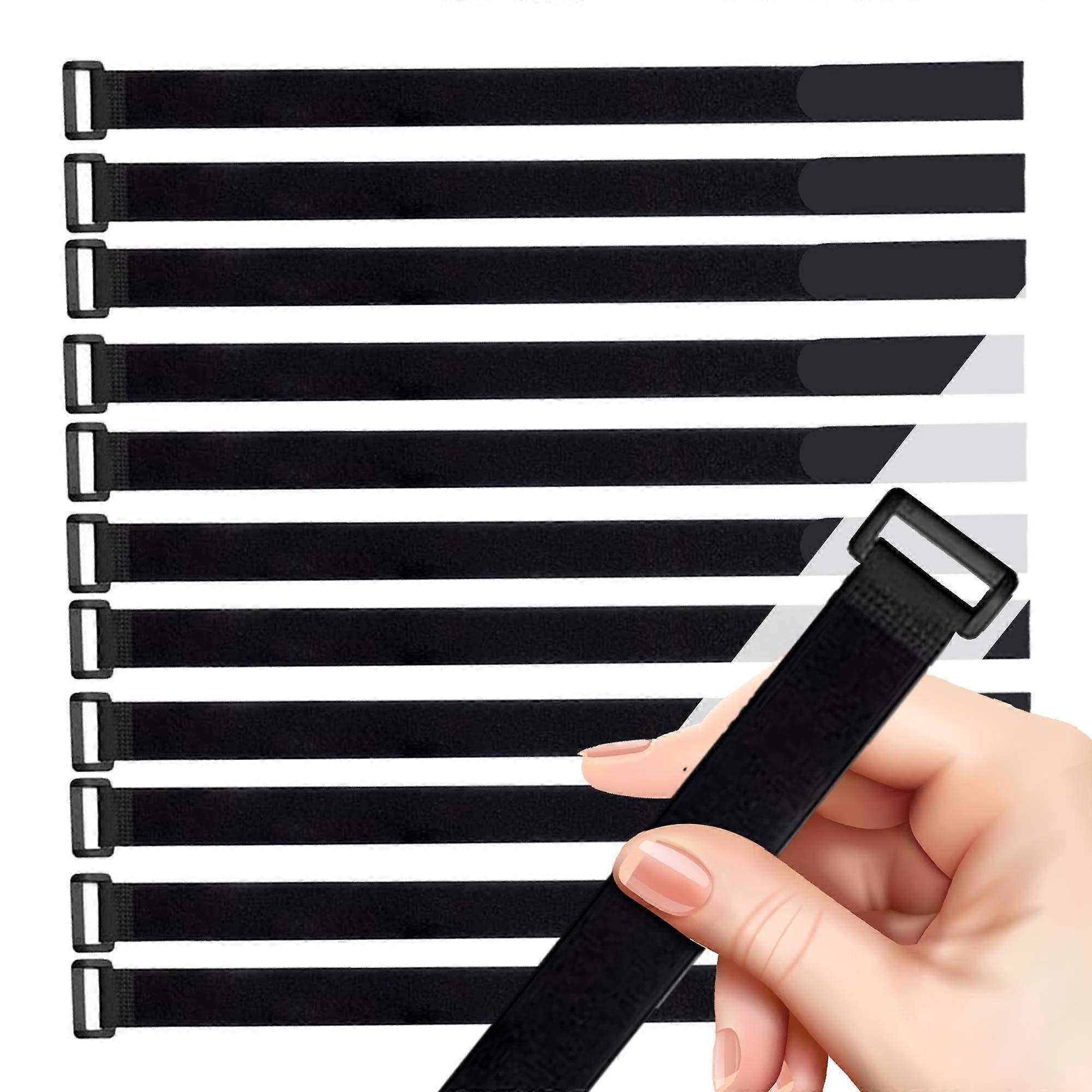 Hook and Loop Straps 12 Pack Heavy Duty Adjustable Nylon Cinch Cable Management 12 Inch Black