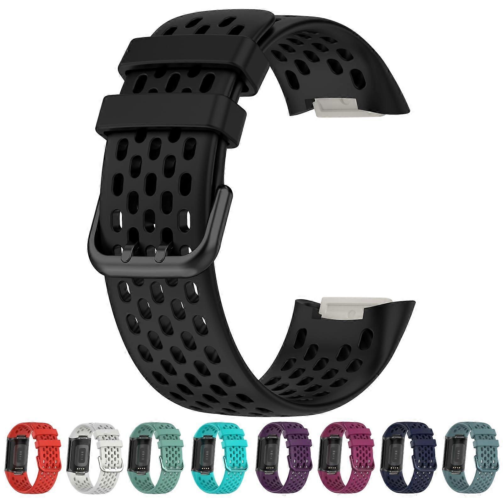 Replacement Band Black Durable Comfortable Silicone Strap Easy Install for Fitbit Charge 6 and 5