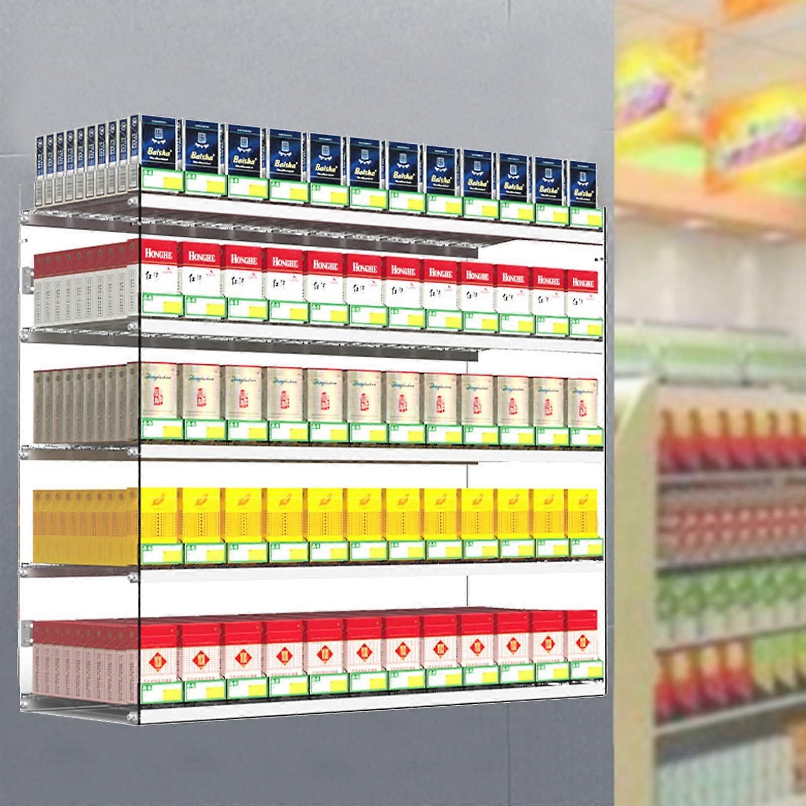 Cigarette Display Rack with Automatic Front Pusher, Clear Acrylic Showcase, Wall or Counter Mount, 62x27x80cm